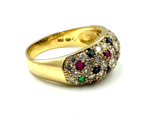 Bague 57 Bague Jonc Vintage Tutti Frutti or, diamants, rubis, saphirs et émeraudes 58 Facettes