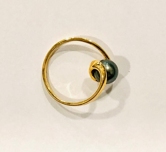 Bague 54 Bague perle de Tahiti or jaune 58 Facettes