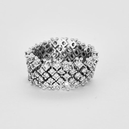 Bague 64 Bague souple, or gris et diamants 58 Facettes 250214