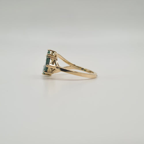 Bague 53 Bague "toi et moi" or jaune 18 carats sertie de 3 émeraudes 58 Facettes