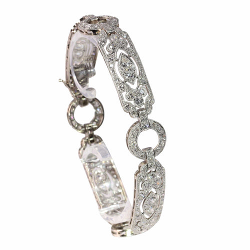 Bracelet Bracelet Art déco en diamants, vers 1920 – Géométrie en platine avec éclat de 6,00 ct 58 Facettes 25161-0031
