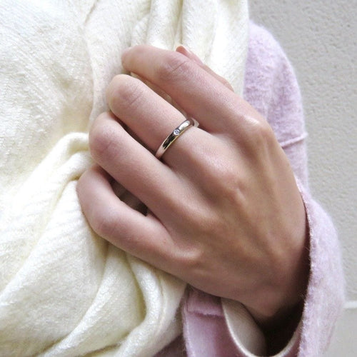 Bague 52 Bague Tiffany & Co en platine avec diamant brillant 0,02 ct F-VVS - Taille 52 58 Facettes FB07740