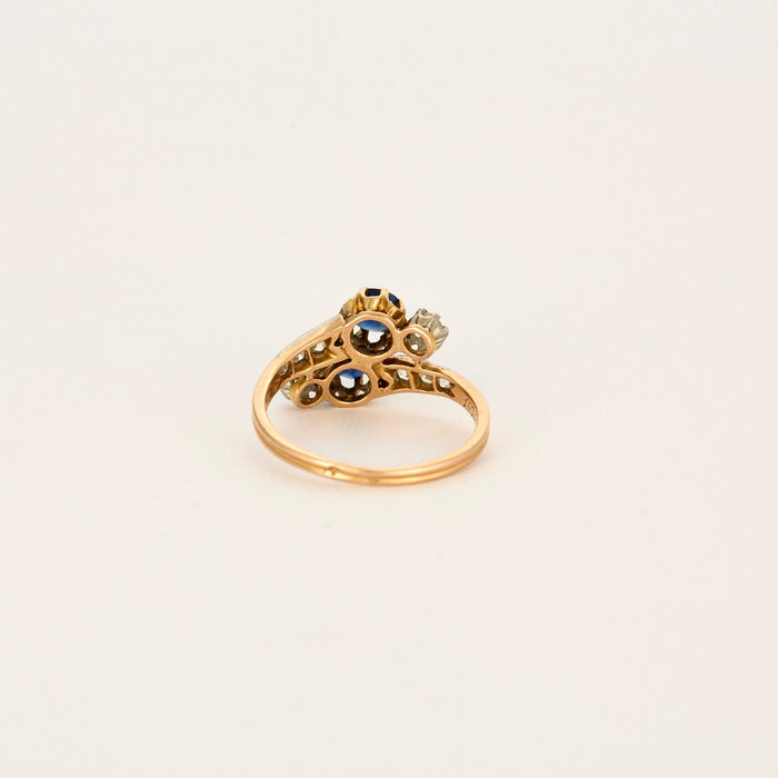 Pink gold and white sapphire ring