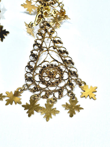 Boucles d'oreilles Paire de boucles d’oreilles pendantes Méditerranéenne en or rose 58 Facettes