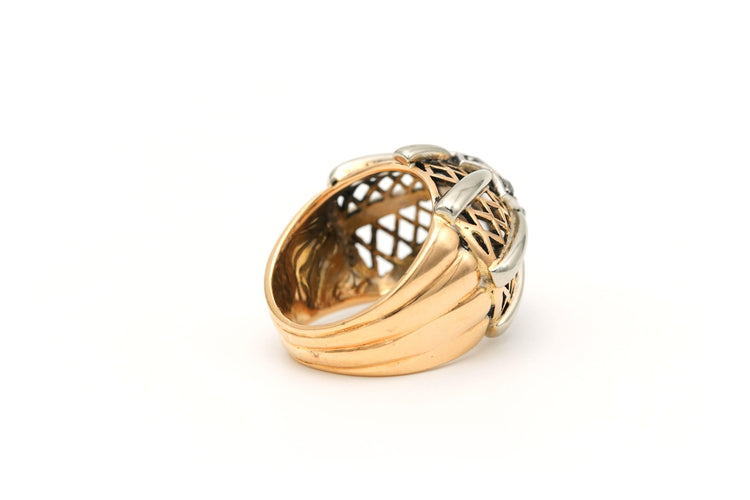 Bague 52 Bague Art Déco en or jaune et blanc sertie de diamants 58 Facettes 17664