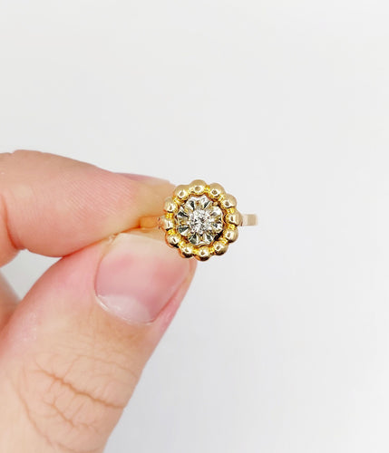 Bague 50.5 Bague fleur Art Déco or rose et diamant 58 Facettes A06258