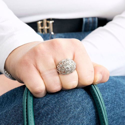 Bague 53 Bague dôme or blanc et diamants 58 Facettes 240566