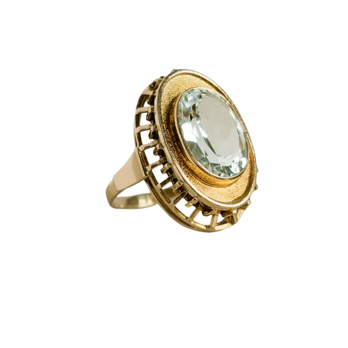 Bague 55 Charmante bague vintage ornée d'une aigue-marine dans un élégant sertissage 58 Facettes 2611