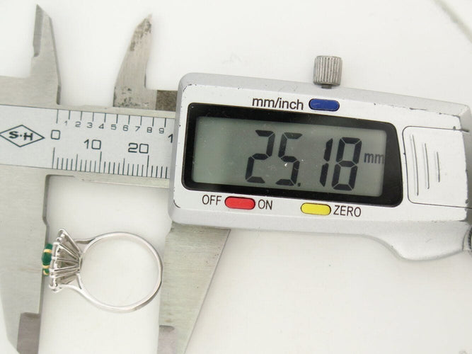 Bague 51 bague marguerite t51 sertie emeraude & 8 diamants 0.8ct or blanc 18k 3.6g 58 Facettes 272543