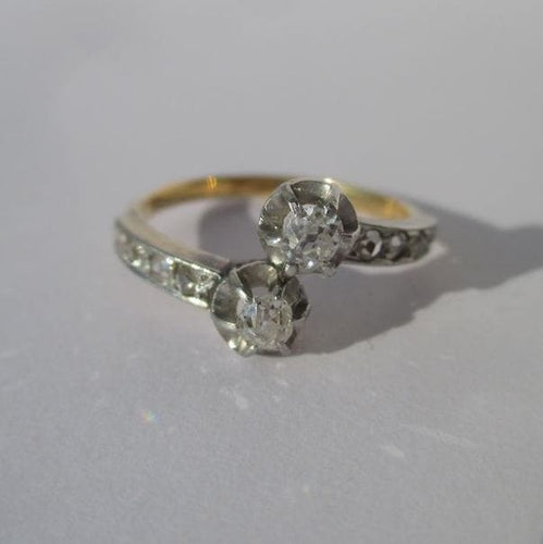 Bague 52 Bague Toi et Moi Belle Epoque Diamants Or rose et platine 58 Facettes