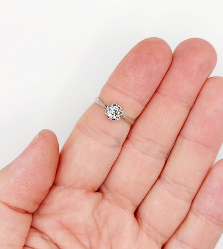 Bague 53 Bague solitaire art deco Platine diamant taille ancienne 0,43 carat (circa 1930) 58 Facettes A06144