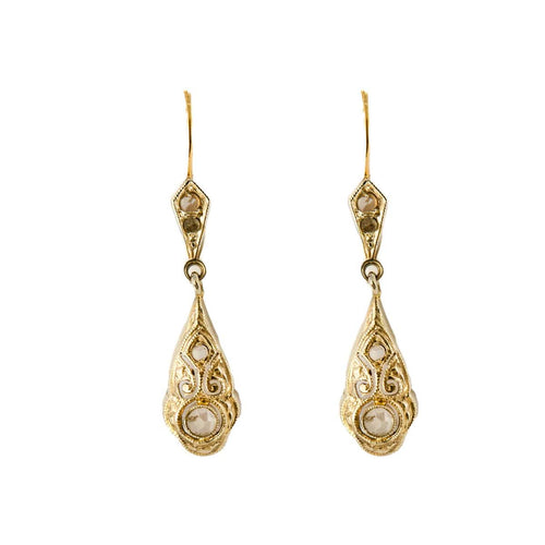 Boucles d'oreilles Paire de pendants d'oreilles, diamants, XIXeme 58 Facettes