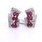 Boucles d'oreilles Boucles d'oreilles en platine et or jaune serties de rubis et de diamants 58 Facettes