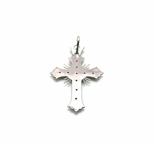Pendentif Pendentif croix en or blanc avec émeraudes 58 Facettes 50400