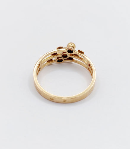 Viktoriánský prsten Pečetní prsten s geometrickými motivy ze zlata 18k (kolem roku 1880) 