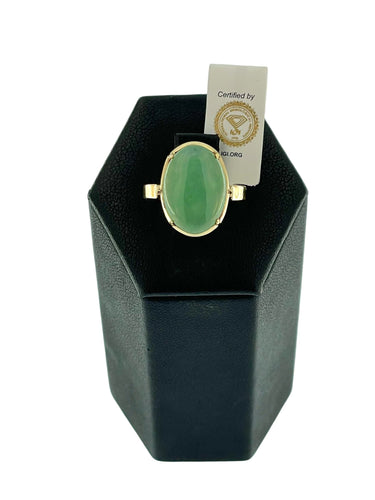 Bague Bague en or jaune certifiée, jadéite naturelle 58 Facettes