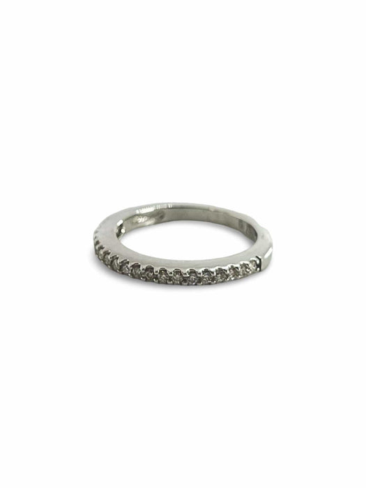 Bague Demi-alliance or blanc et diamants 58 Facettes 00005201