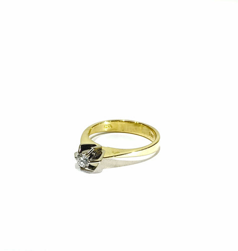 Bague 54 Solitaire En Or Jaune Et Diamant 58 Facettes