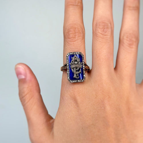 Bague 60 Bague XIXème - Or, Argent, Email et Diamants 58 Facettes 250259R