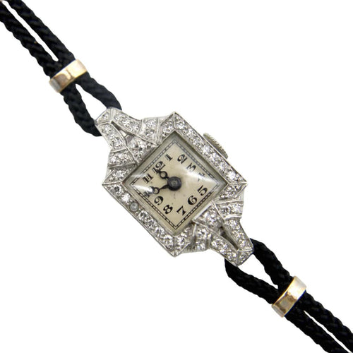 康科德（Concord）Art Deco手表，采用铂金和钻石制成 