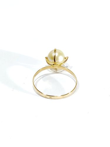 Bague 53.5 Bague or jaune et perle 58 Facettes