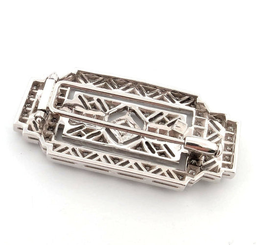 Broche Broche Art Déco en or blanc avec diamants 58 Facettes