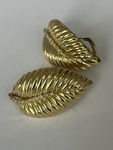 Boucles d'oreilles Boucles d'Oreilles Feuillage Or Jaune Diamants 58 Facettes LOT 6137