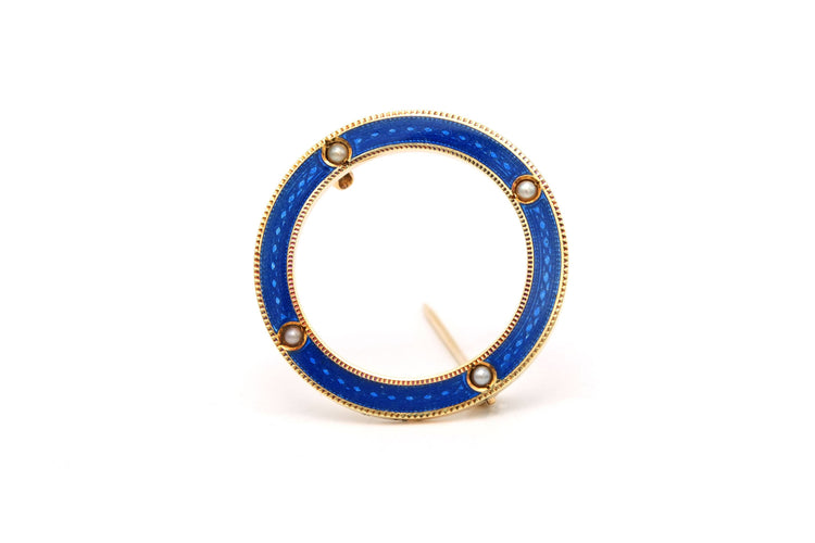 Broche Broche Napoléon III en or jaune sertie d'émail et de perles 58 Facettes 22300