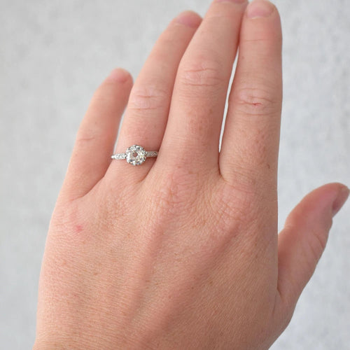 Bague 57 Bague de Fiançailles Solitaire avec Diamants - Belle Époque 58 Facettes 479