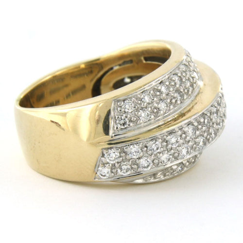 Bague 54 Bague en or bicolore avec diamants taille brillant jusqu'à 1,00 ct 58 Facettes