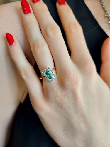 Bague 54 BAGUE ANCIENNE ÉMERAUDES ET DIAMANTS 58 Facettes 086361