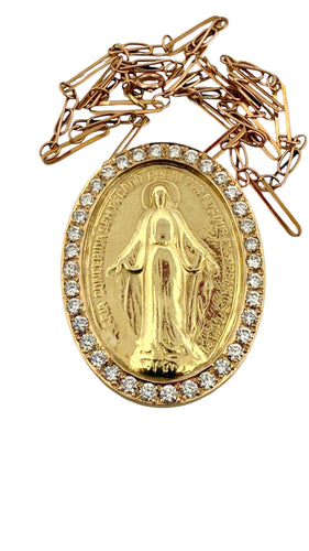 Cudowny Medalik ze złota i diamentów na łańcuszku przesuwnym
