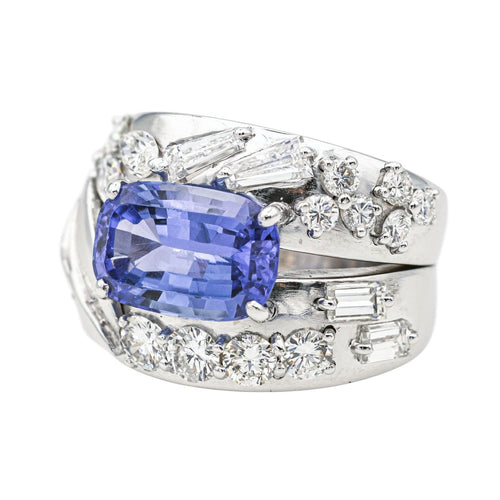 Bague 51 Bague Cocktail Or blanc Tanzanite, Diamant 58 Facettes 3411145CN