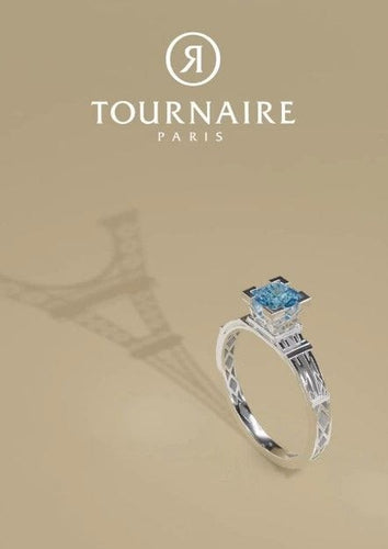 Bague 53.5 TOURNAIRE Paris - Bague French Kiss or blanc, topaze bleue. 58 Facettes 123577.8