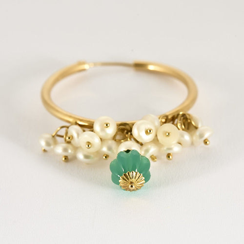 Boucles d'oreilles Boucles d'oreilles en or jaune et Chrysoprases 58 Facettes PER0470