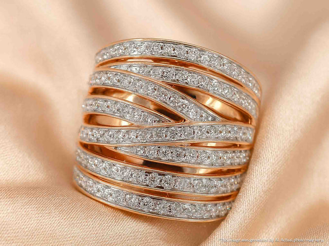 Bague 54 Bague en or rose sertie de diamants taille brillant 58 Facettes 2178