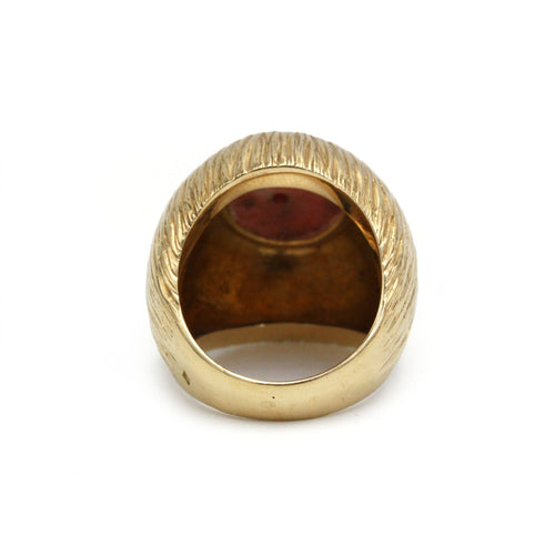 Bague 51 Bague bombée ciselée - Or jaune & Corail rose 58 Facettes 250073SP