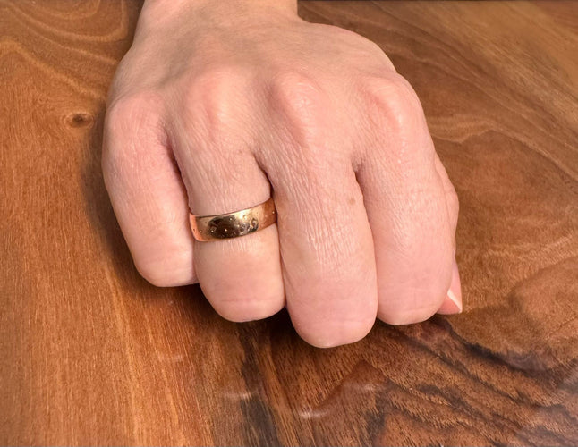 Bague 55 Alliance femme large en or rose 18 carats Napoléon III 58 Facettes