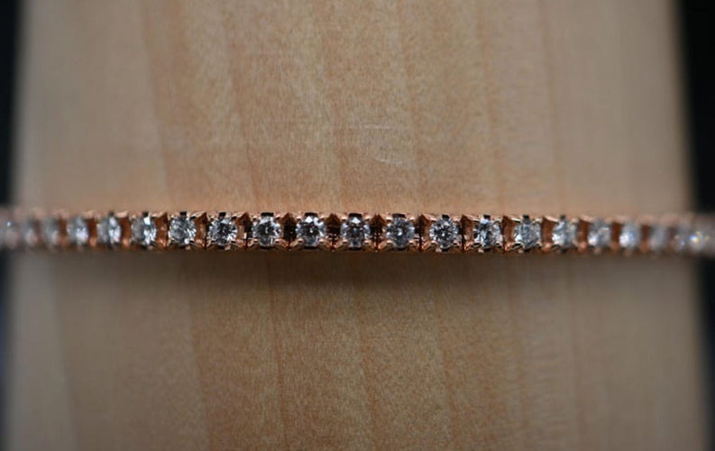 Bracelet Bracelet Tennis Or Rose Diamants 58 Facettes