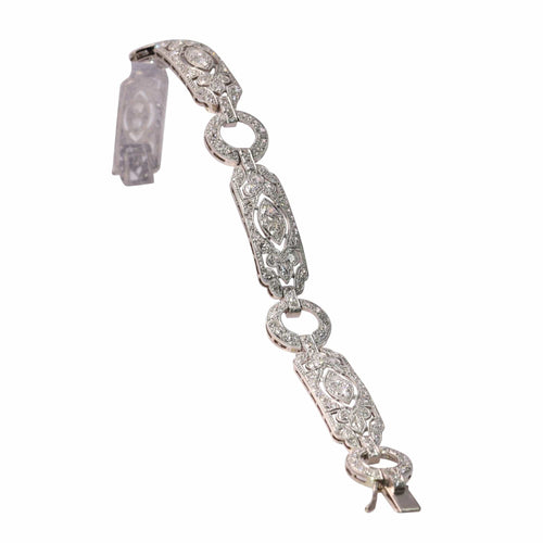 Bracelet Bracelet Art déco en diamants, vers 1920 – Géométrie en platine avec éclat de 6,00 ct 58 Facettes 25161-0031