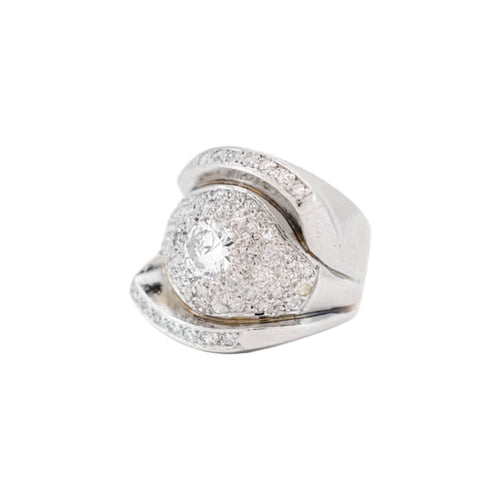 Bague 50 Bague Art Déco -Tank 1930 en platine, diamant central 0,70 ct. 58 Facettes