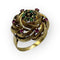 Emerald and ruby cabbage ring