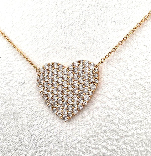 Pendentif Pendentif en or jaune avec pendentif en forme de cœur serti de diamants 58 Facettes