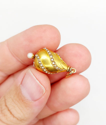 Pendentif Pendentif antique or jaune pampille et perles 58 Facettes A05588