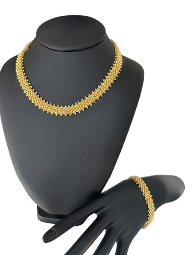 Bracelet Bracelet et collier portugais en or jaune 19 carats 58 Facettes