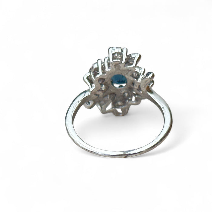 Sapphire and diamond flower ring