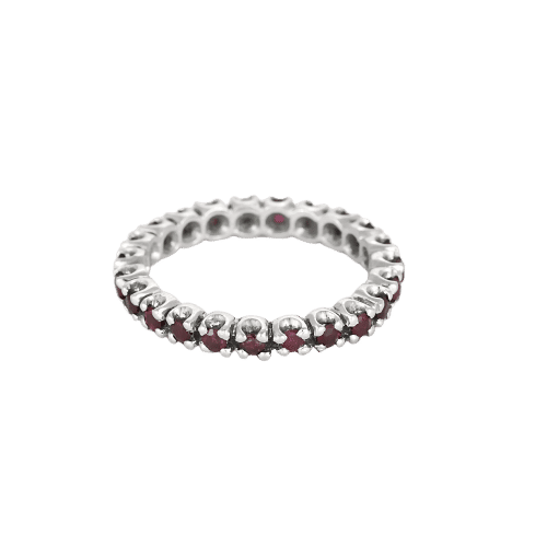 Bague 53 Alliance américaine en or blanc et rubis 58 Facettes CAN1473X2