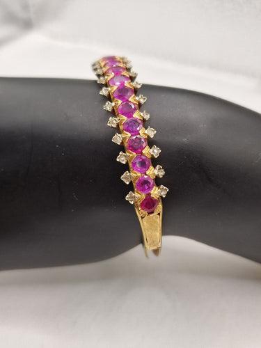 Bracelet Bracelets jonc rubis, émeraudes et diamants en or 18kt 58 Facettes