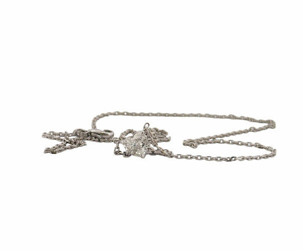 Collier Ras de cou or blanc diamant cœur 0,74 carat 58 Facettes
