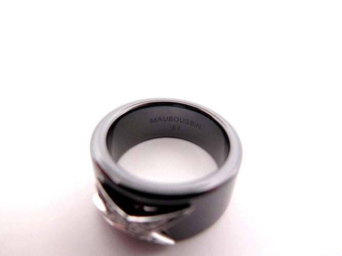 Bague 51 bague MAUBOUSSIN etoile du demon ceramique t51 or blanc 18k diamants 58 Facettes 266204